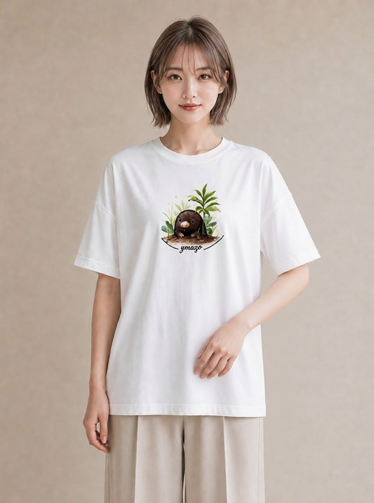 グラフィックTシャツ レディース ゴマフアザラシ 動物 アニマル イラスト きれいめ 社会人 女性 白T