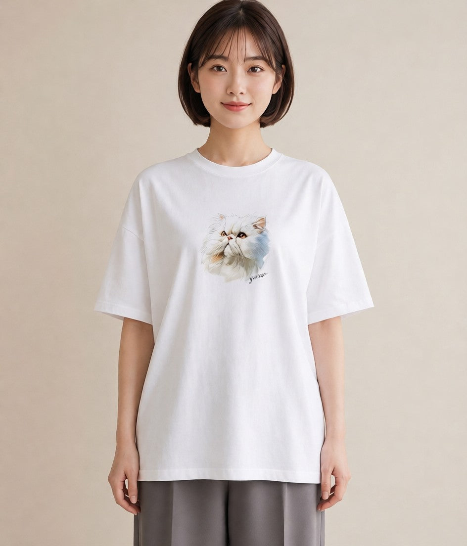 プリントTシャツ レディース ラグドール 猫 ねこ イラスト モード ギフト 母の日 白T