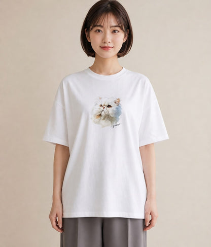 プリントTシャツ レディース ラグドール 猫 ねこ イラスト モード ギフト 母の日 白T