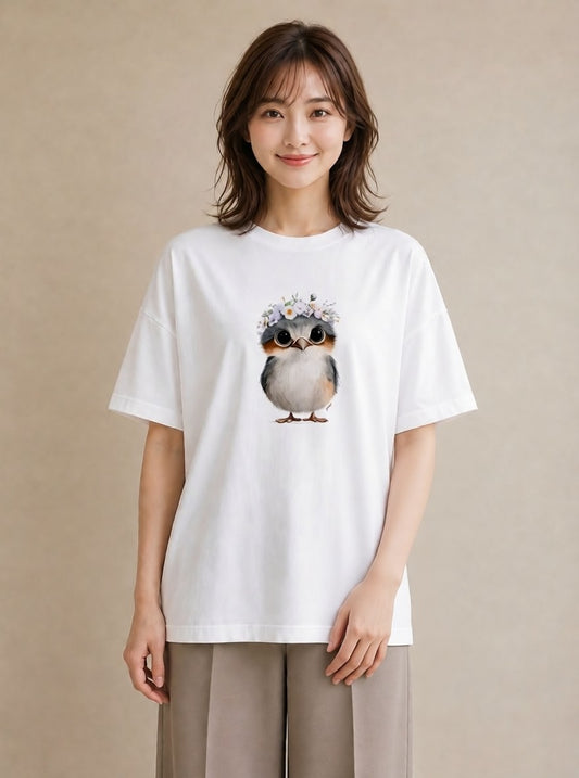 Tシャツ レディース ボタンインコ ペット 動物 イラスト デート 帰省 白T