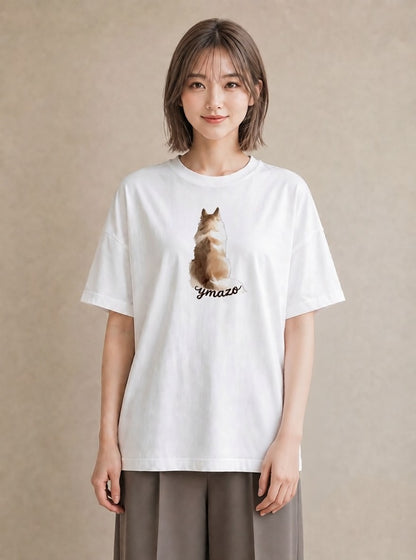 Tシャツ レディース いぬ 犬 ワンコ イラスト フェミニン 母の日 ビーチ 白T