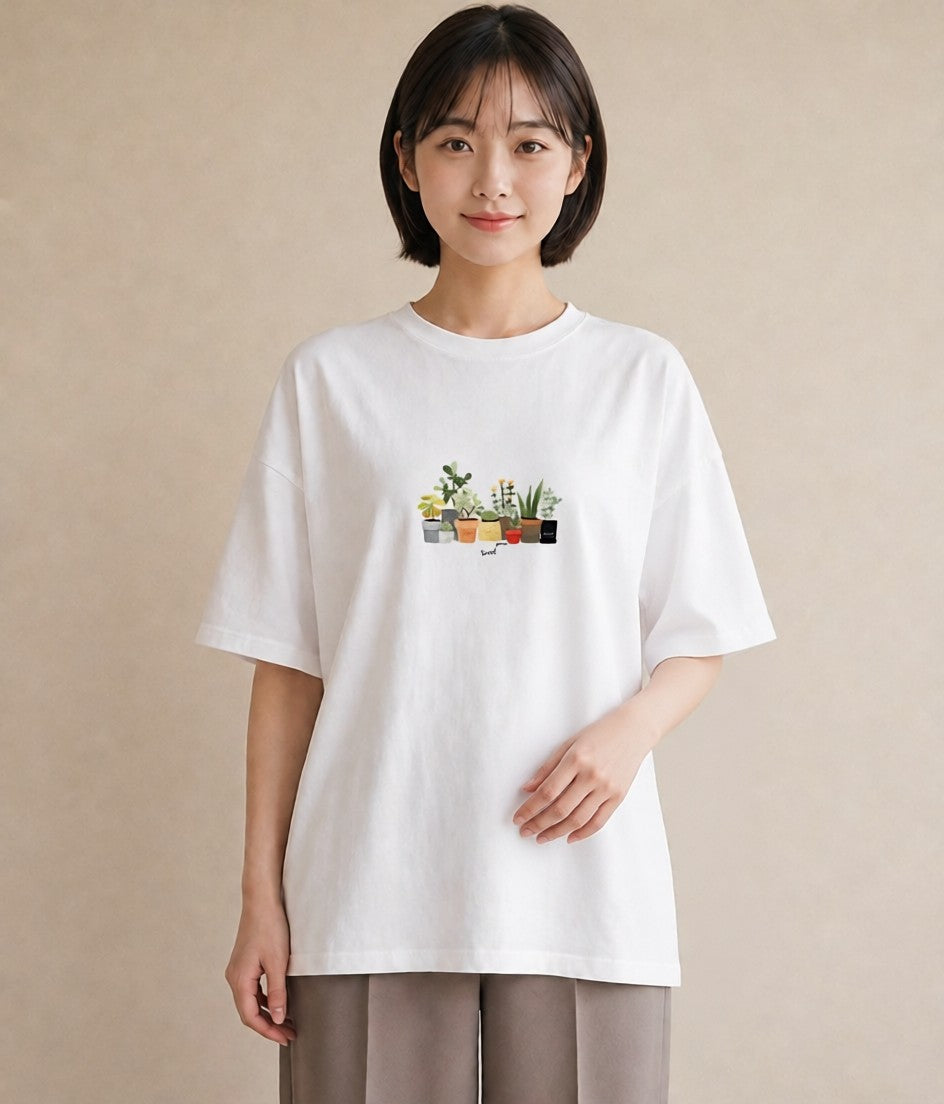 グラフィックTシャツ レディース 窓辺の雨 雨の日 窓 ナチュラル アンティーク イラスト フェミニン 20代 カジュアルコーデ 白T