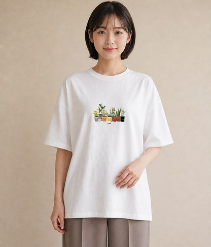 グラフィックTシャツ レディース 窓辺の雨 雨の日 窓 ナチュラル アンティーク イラスト フェミニン 20代 カジュアルコーデ 白T