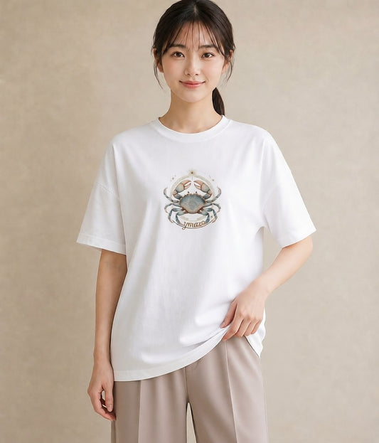 半袖Tシャツ レディース 蠍座 星空 宇宙 イラスト ゆるかわ 旅行 母娘コーデ 白T