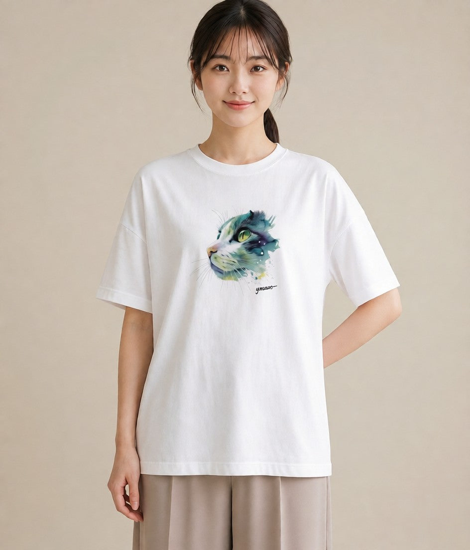 グラフィックTシャツ レディース ラグドール 猫 ねこ イラスト 線画 姉妹 送別ギフト 白T