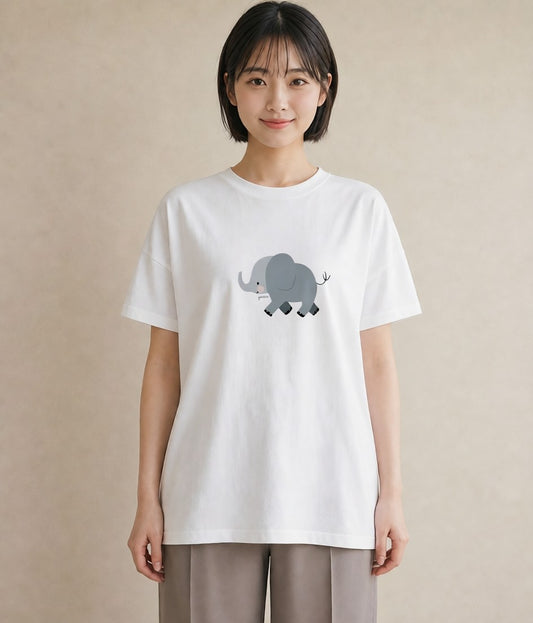 デザインTシャツ レディース ぞう 動物 アニマル イラスト お洒落 友達ギフト 部屋着 白T