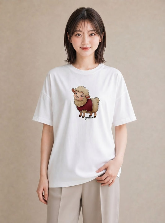 グラフィックTシャツ レディース ひつじ 動物 アニマル イラスト 手描き風 親子 20代 白T