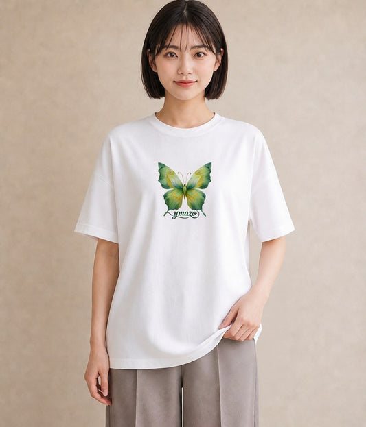 デザインTシャツ レディース ちょうちょ 蝶 バタフライ 昆虫 虫 イラスト お洒落 おしゃれギフト 社会人 白T