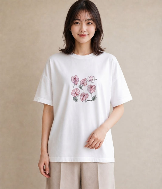 Tシャツ レディース モンステラ 植物 ボタニカル イラスト ラフカジュアル 旅行用 海 白T