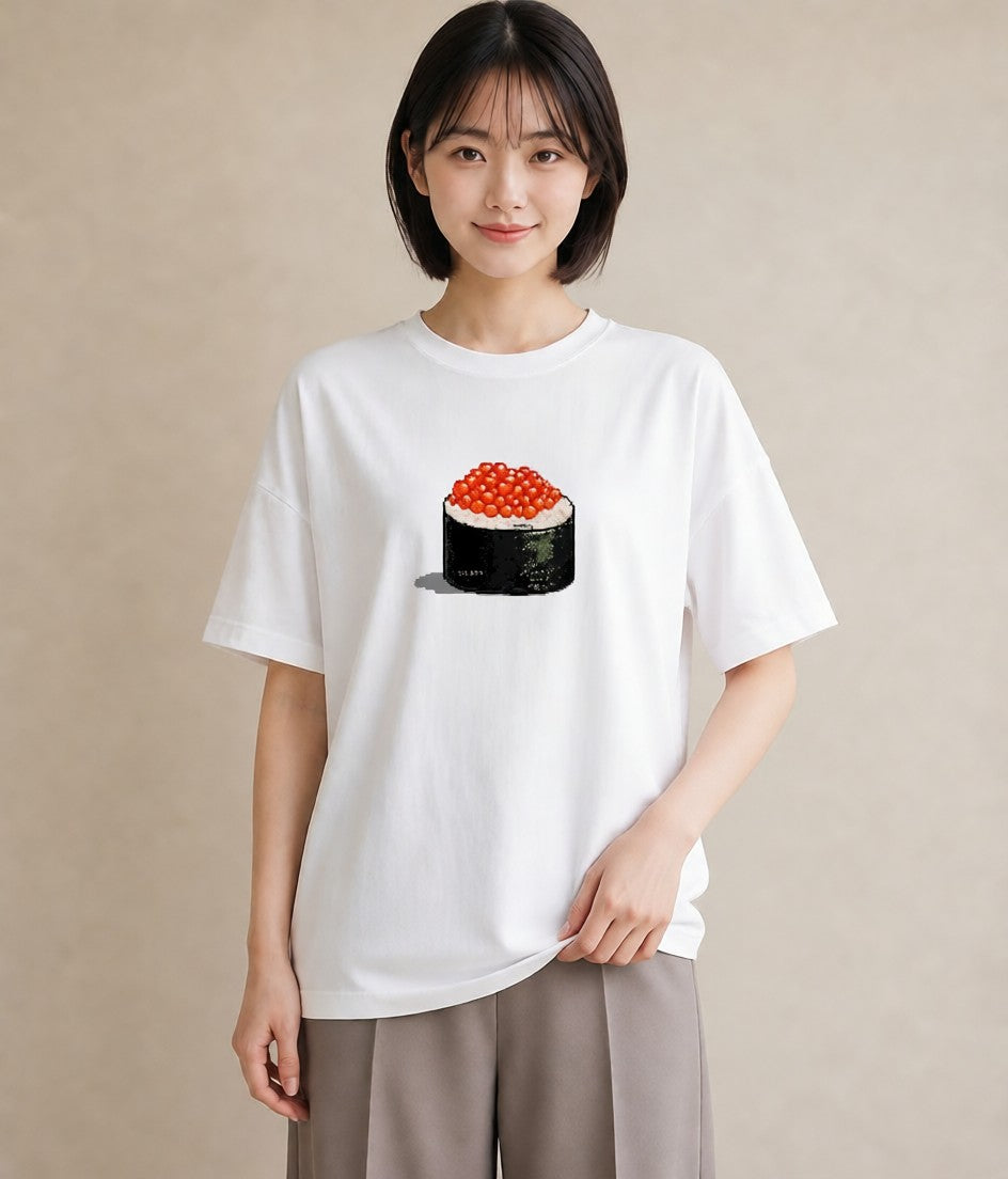 プリントTシャツ レディース お寿司 食べ物 フード イラスト ペアコーデ 秋コーデ 白T