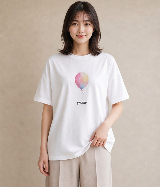 半袖Tシャツ レディース 気球 星空 宇宙 イラスト 韓国風 クリスマス 旅行 白T