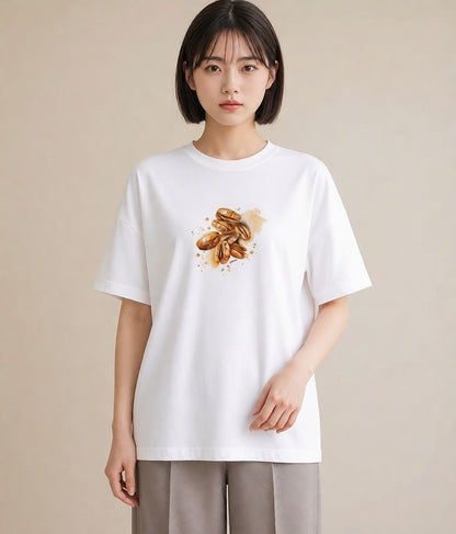 半袖Tシャツ レディース どんぐり 植物 ボタニカル イラスト 北欧風 春服 ミセス 白T