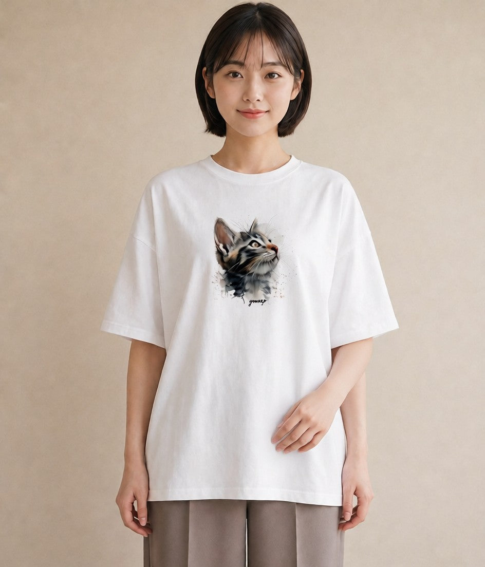 半袖Tシャツ レディース ロシアンブルー 猫 ねこ イラスト 旅行コーデ 敬老の日 ホワイトデー 白T