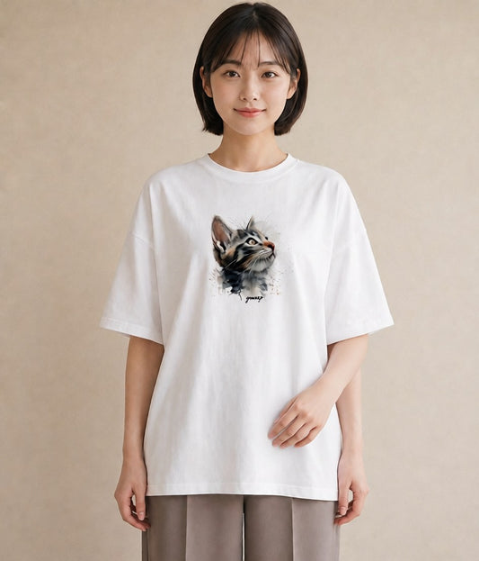 半袖Tシャツ レディース ロシアンブルー 猫 ねこ イラスト 旅行コーデ 敬老の日 ホワイトデー 白T