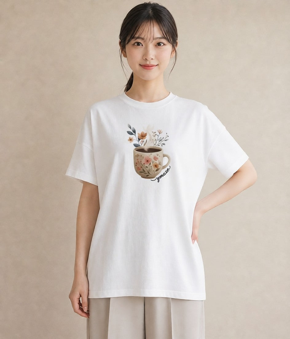 グラフィックTシャツ レディース ココア 食べ物 フード イラスト ボタニカル お出かけ 普段着 白T