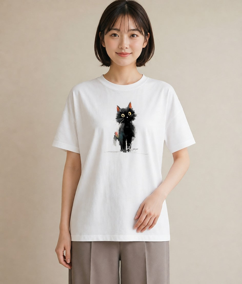 グラフィックTシャツ レディース ペルシャ 猫 ねこ イラスト お洒落 デート 帰省 白T