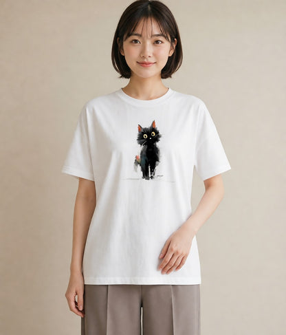 グラフィックTシャツ レディース ペルシャ 猫 ねこ イラスト お洒落 デート 帰省 白T