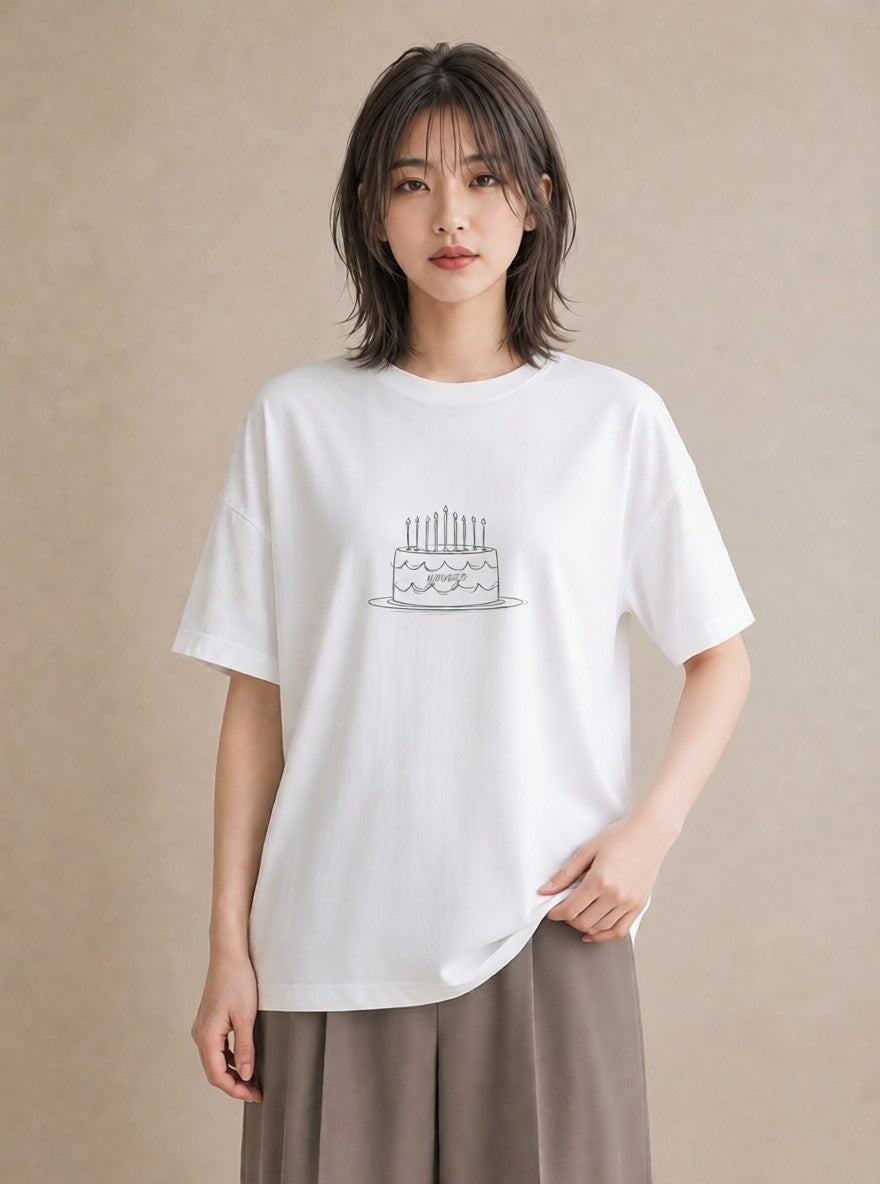 半袖Tシャツ レディース スイーツ お菓子 デザート イラスト ボタニカル 姉妹 送別ギフト 白T