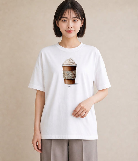 Tシャツ レディース コーヒー 珈琲 カフェ 食べ物 フード イラスト 手描き風 ギフト 母の日 白T