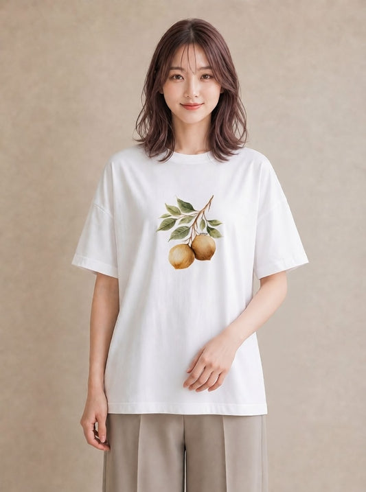 デザインTシャツ レディース 実り 植物 ボタニカル イラスト 普段使い 普段着 週末コーデ 白T