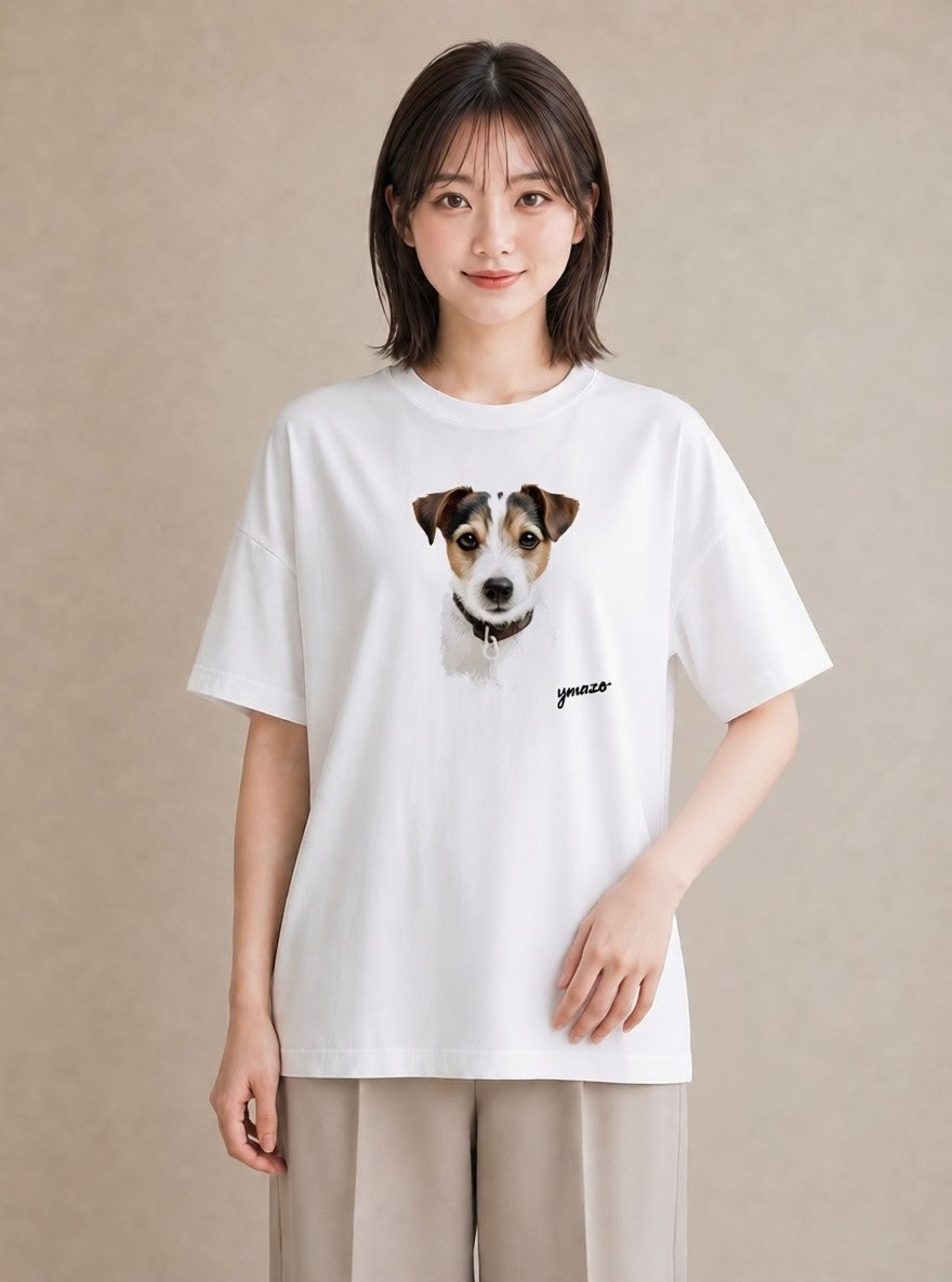 半袖Tシャツ レディース ジャックラッセルテリア 犬 いぬ イラスト こなれ感 通学 誕生日プレゼント 白T