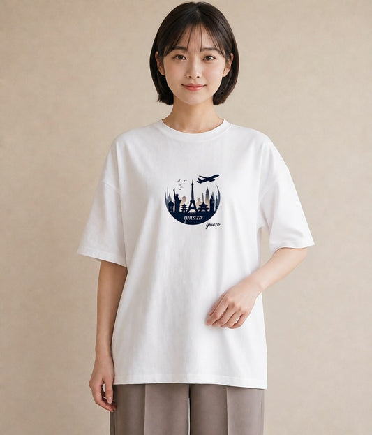 半袖Tシャツ レディース 旅 トラベル スタンプ イラスト 普段使い デイリーウェア 休日 白T