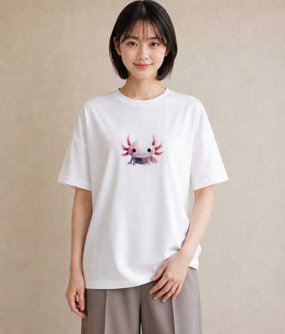プリントTシャツ レディース ヤモリ ペット 動物 イラスト 水彩風 ミセス 春コーデ 白T