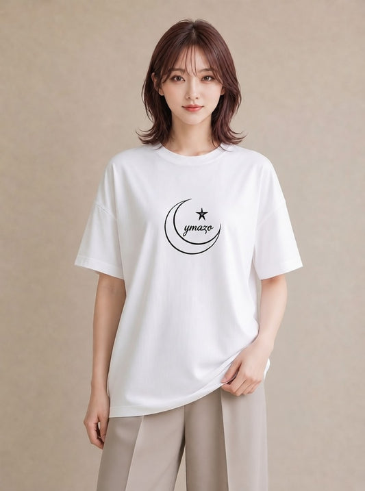 半袖Tシャツ レディース 月と星 星空 ムーン イラスト 韓国風 母娘コーデ 自分用 白T
