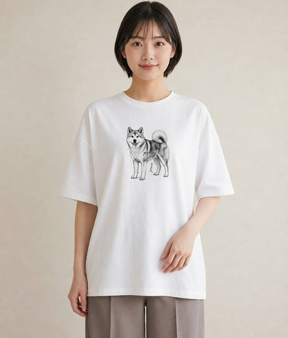 プリントTシャツ レディース 秋田犬 犬 いぬ イラスト ナチュラル ホワイトデー 春服 白T
