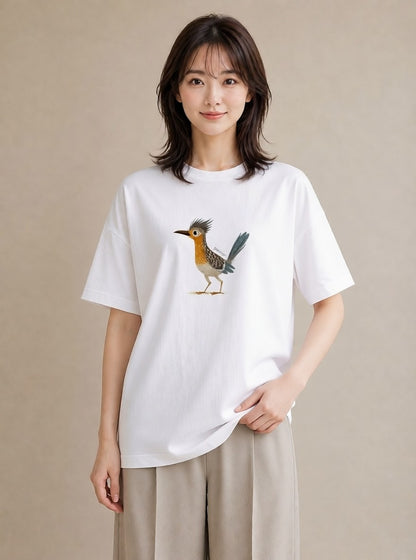 プリントTシャツ レディース 九官鳥 ペット 動物 イラスト カジュアル 帰省 ラフ 白T