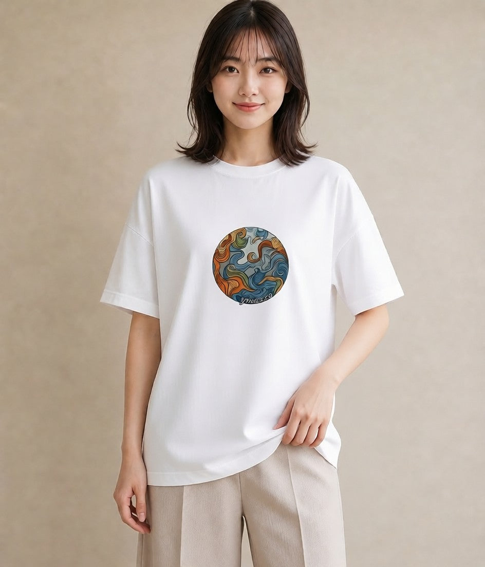 プリントTシャツ レディース 土星 星空 宇宙 イラスト 上品 ギフト 母の日 白T