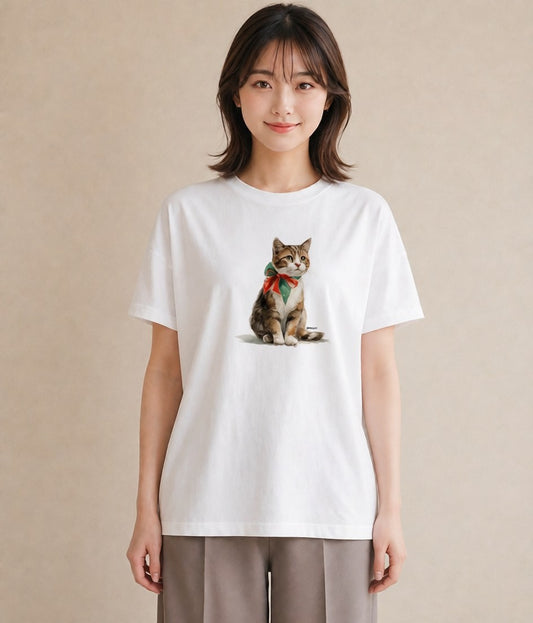 プリントTシャツ レディース エキゾチックショートヘア 猫 ねこ イラスト こなれ感 秋コーデ おしゃれギフト 白T