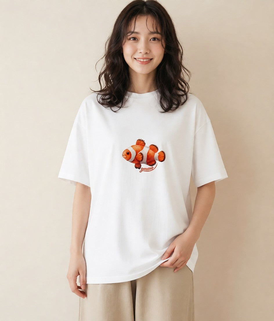 デザインTシャツ レディース 熱帯魚 海の生き物 海 イラスト モード 秋コーデ おしゃれギフト 白T