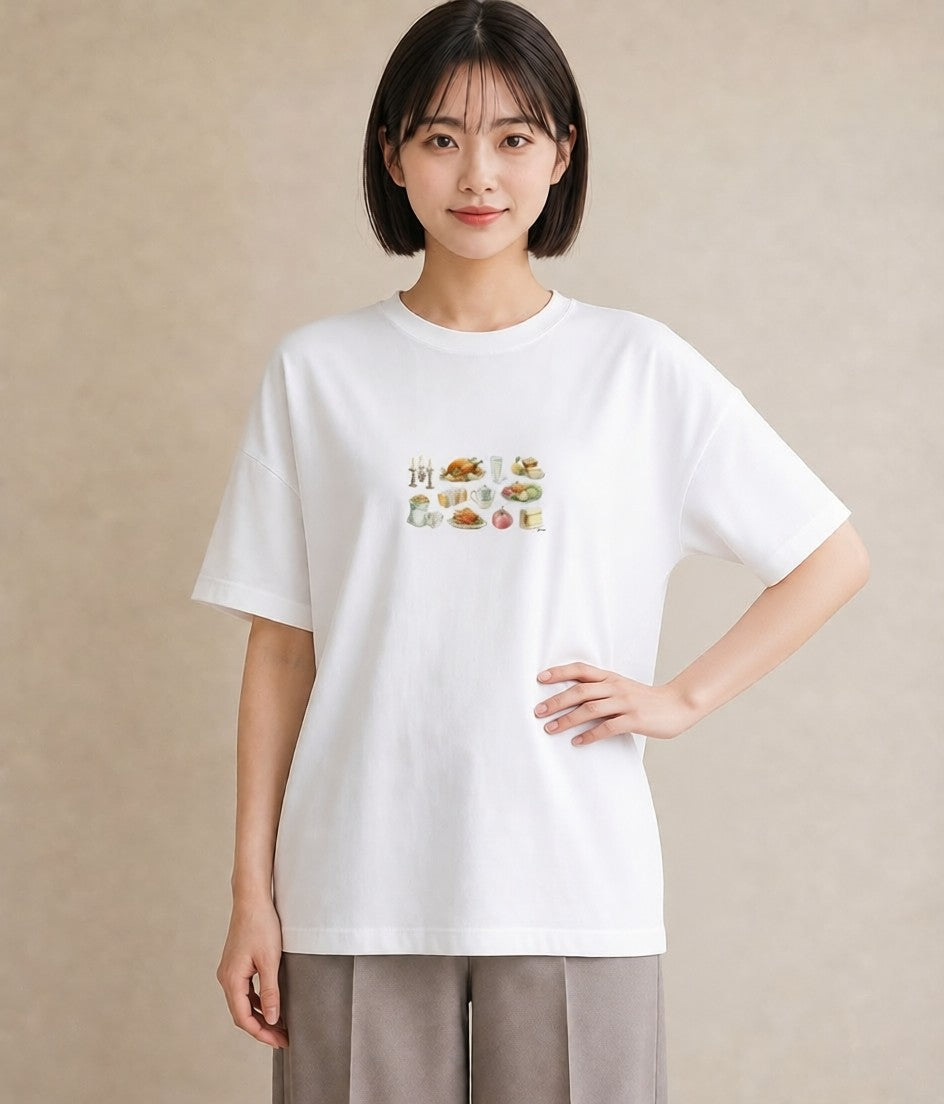 Tシャツ レディース 実り 植物 ボタニカル イラスト 水彩風 公園 ママ 白T