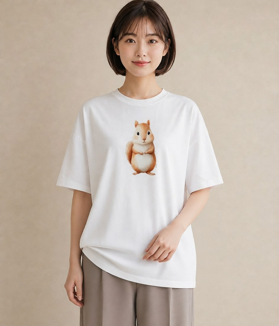 プリントTシャツ レディース ロボロフスキー ペット 動物 イラスト 休日コーデ 送別ギフト 通勤 白T