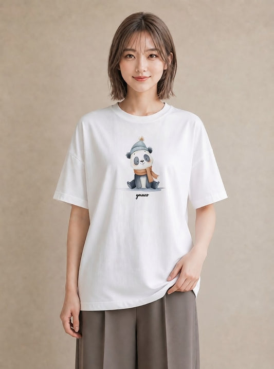 Tシャツ レディース レッサーパンダ 動物 アニマル イラスト きれいめカジュアル 夏コーデ 通学 白T