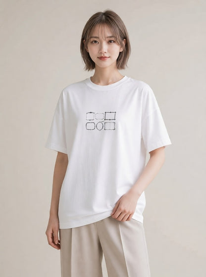 デザインTシャツ レディース 手鏡 アンティーク レトロ ナチュラル イラスト ゆるコーデ 女子会 お揃い 白T