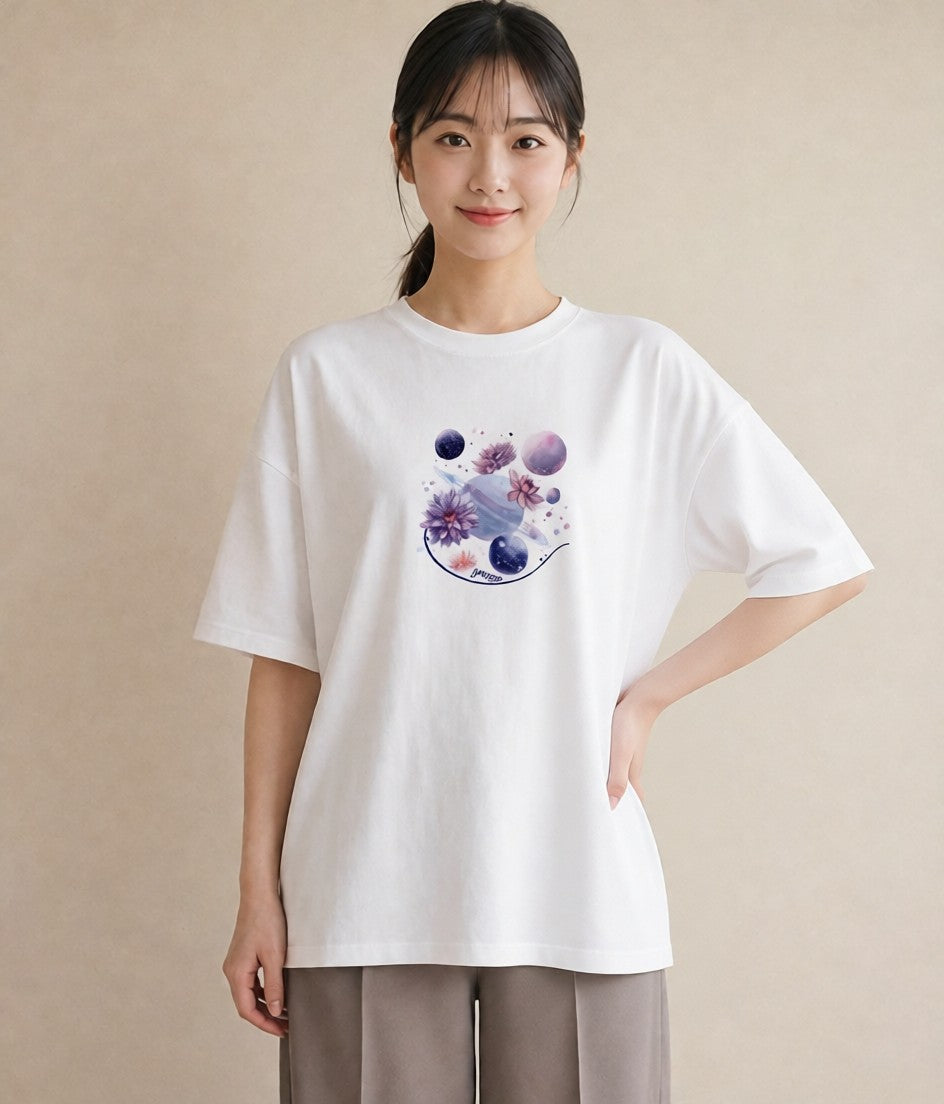 グラフィックTシャツ レディース 牡羊座 星空 宇宙 イラスト カジュアルコーデ 買い物 白T