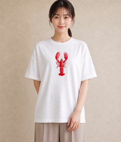 Tシャツ レディース ヤドカリ 海の生き物 海 イラスト きれいめ 20代 カジュアルコーデ 白T