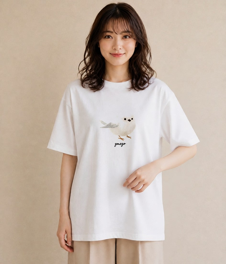 半袖Tシャツ レディース 白文鳥 ペット 動物 イラスト ゆるかわ お揃い 親子 白T
