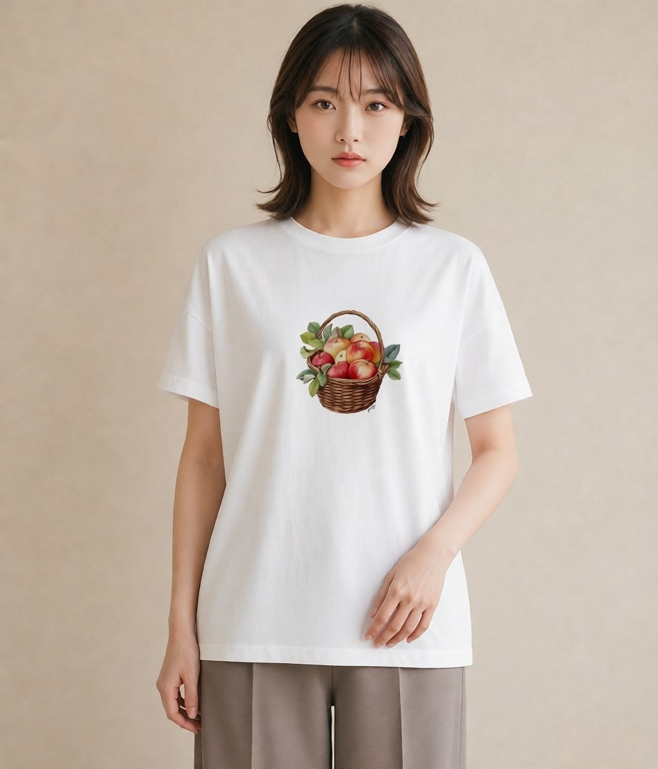 プリントTシャツ レディース 実り 植物 ボタニカル イラスト 抜け感 夏コーデ 通学 白T