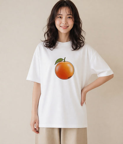 Tシャツ レディース みかん 食べ物 フード イラスト ニュアンス クリスマス 旅行 白T
