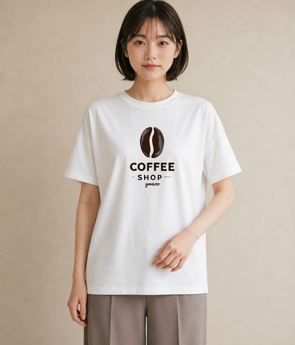 プリントTシャツ レディース カフェ カフェロゴ ロゴ イラスト シンプル 帰省 ラフ 白T