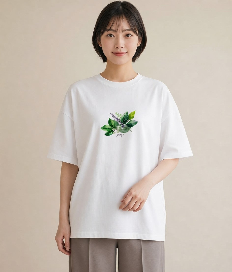 Tシャツ レディース 新緑 植物 ボタニカル イラスト ユニーク 女子会 お揃い 白T