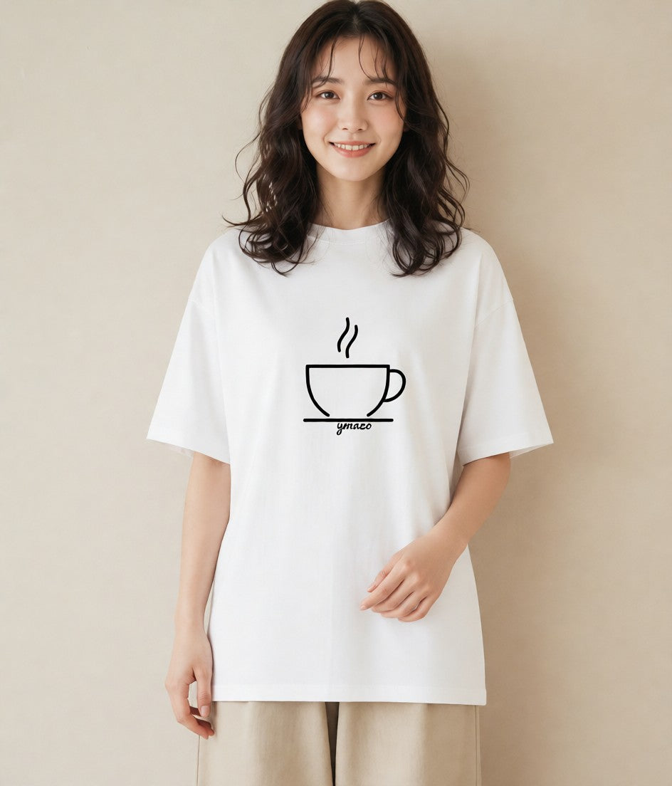 グラフィックTシャツ レディース コーヒー カフェ 珈琲 イラスト シンプル 夏コーデ 通学 白T