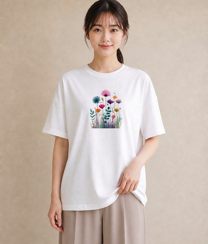 プリントTシャツ レディース たんぽぽ 花 花柄 イラスト 休日コーデ 友達ギフト 部屋着 白T