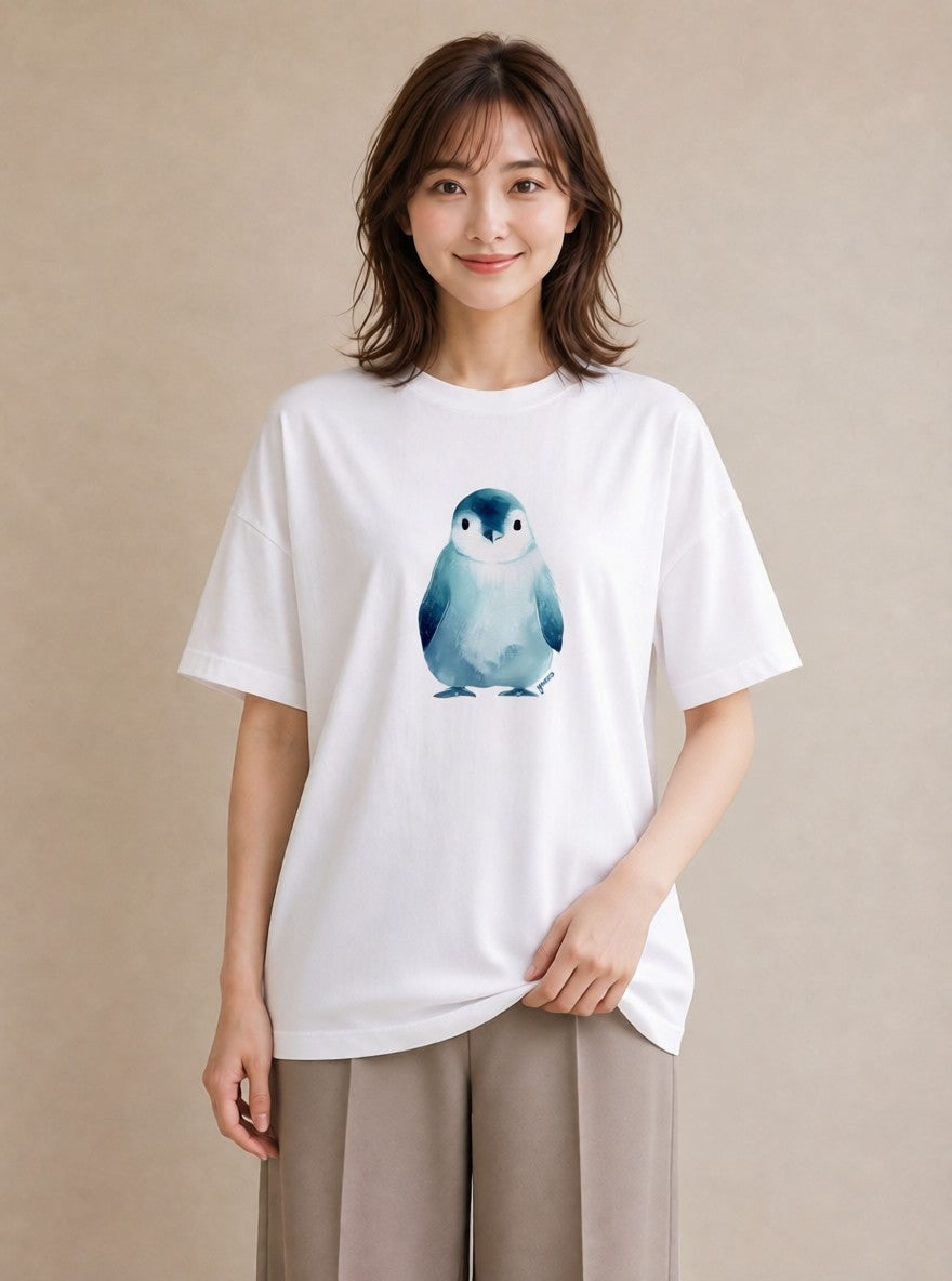 プリントTシャツ レディース シロフクロウ 動物 アニマル イラスト 手描き風 敬老の日 ホワイトデー 白T