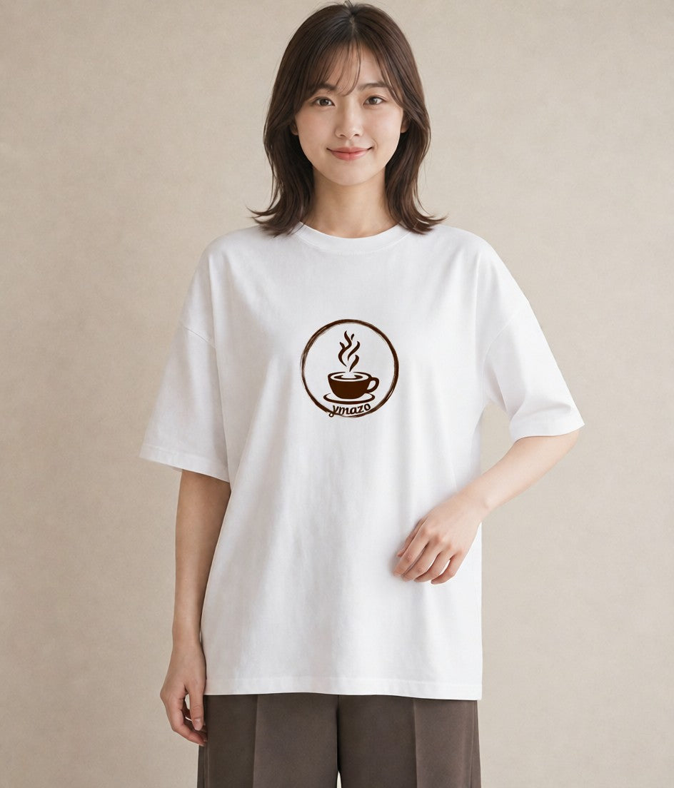 Tシャツ レディース カフェ カフェロゴ ロゴ イラスト ラフ 友達ギフト 部屋着 白T