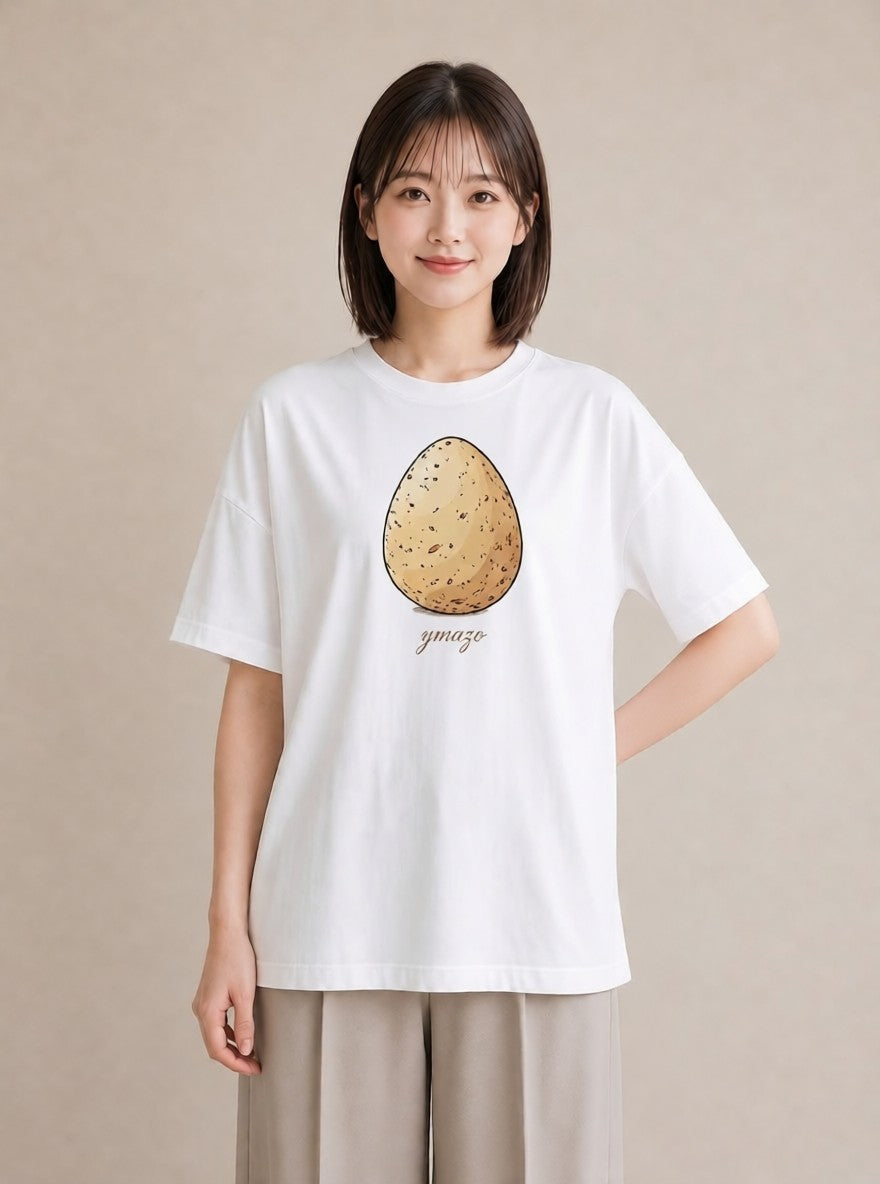 プリントTシャツ レディース たまご 食べ物 フード イラスト お洒落 休日 ペアコーデ 白T