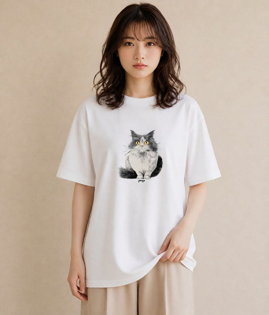 Tシャツ レディース スコティッシュフォールド 猫 ねこ イラスト ゆるコーデ 親子 20代 白T